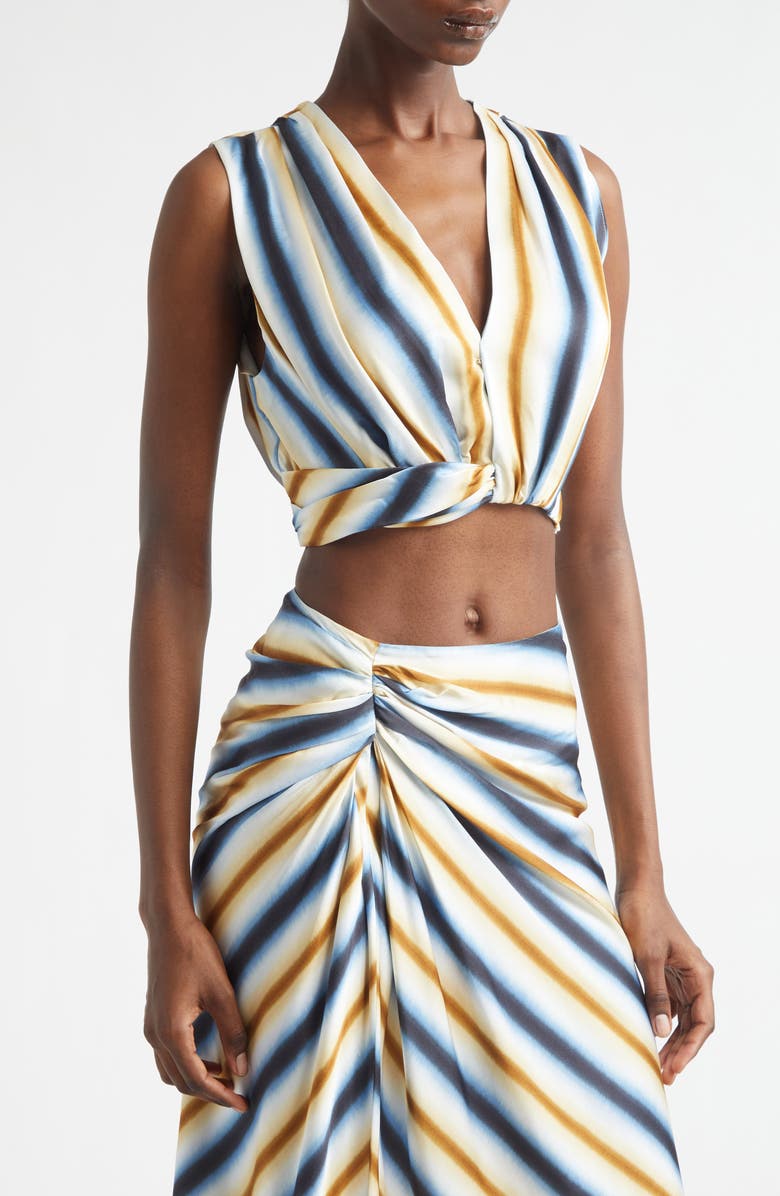 A.L.C. Brooklyn Stripe Crop Top, Alternate, color, Tahoe Blue/ Milk Chocolate