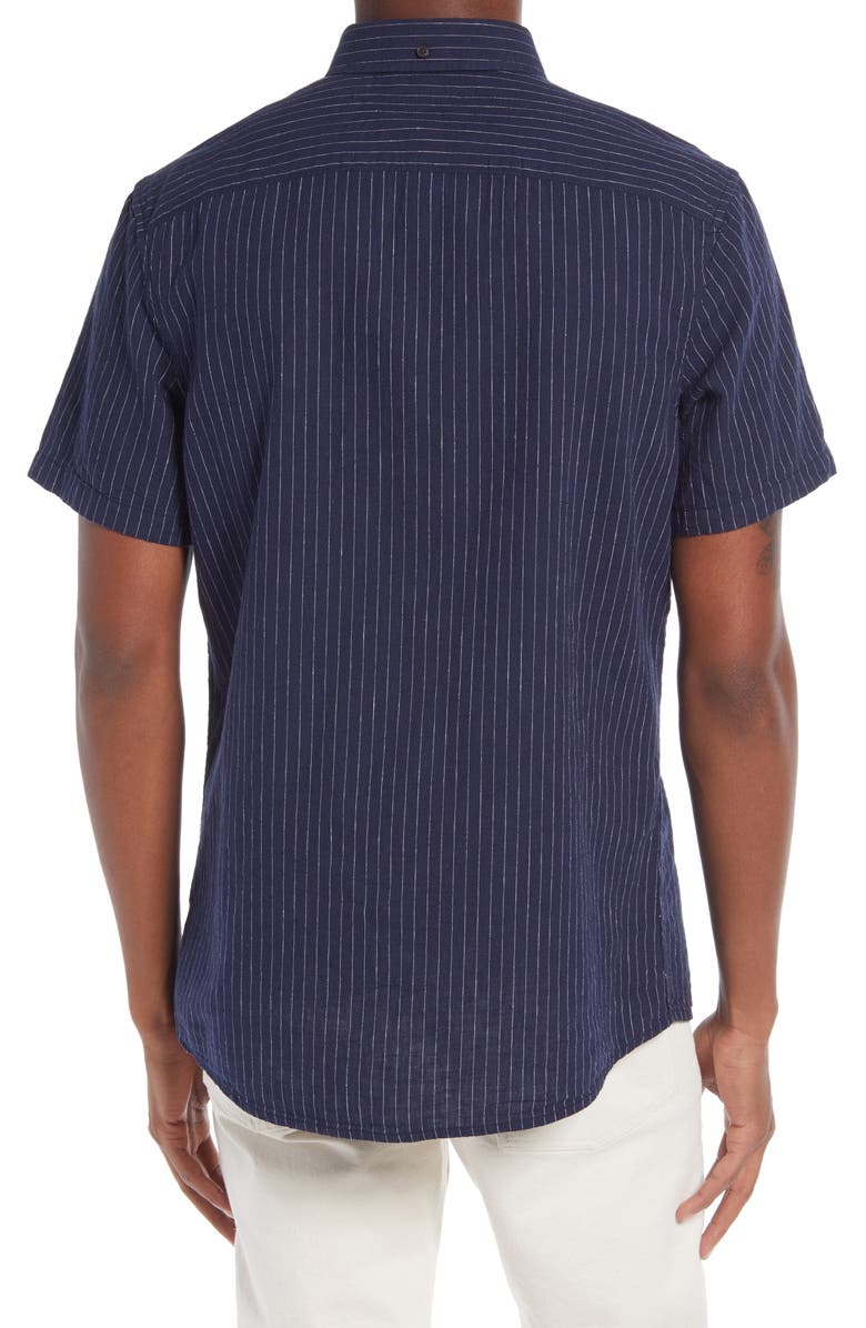 Treasure & Bond Linen Blend Short Sleeve Button-Down Shirt, Alternate, color,