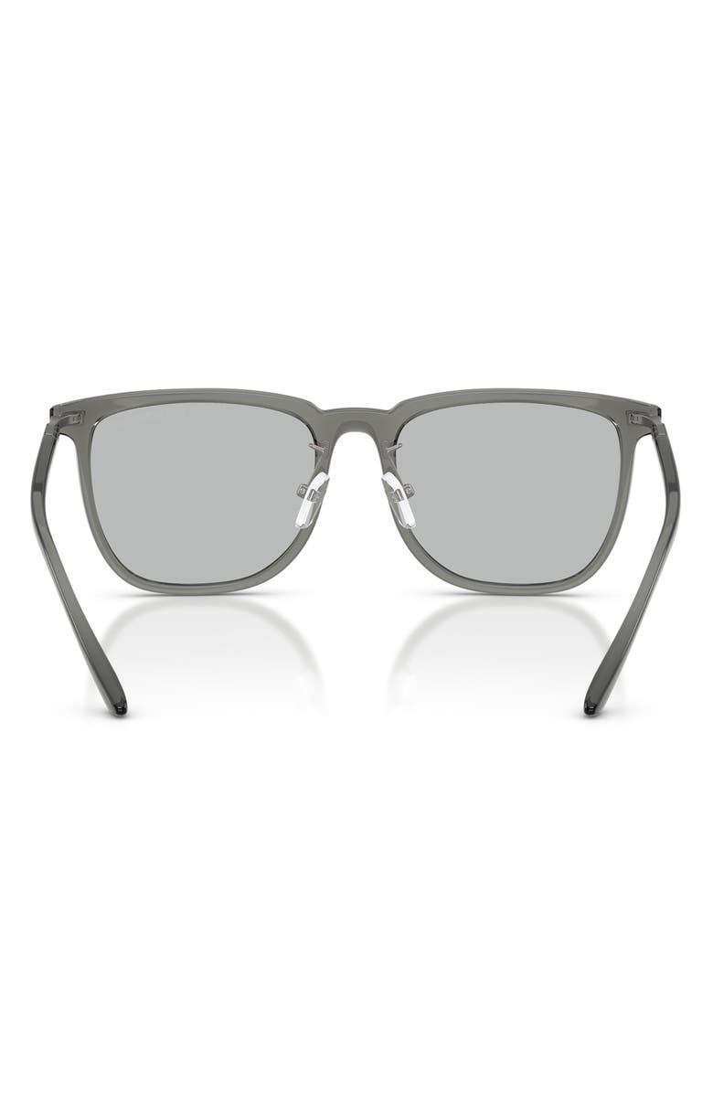Emporio Armani 56mm Irregular Sunglasses, Alternate, color, Shiny Grey / Light Grey