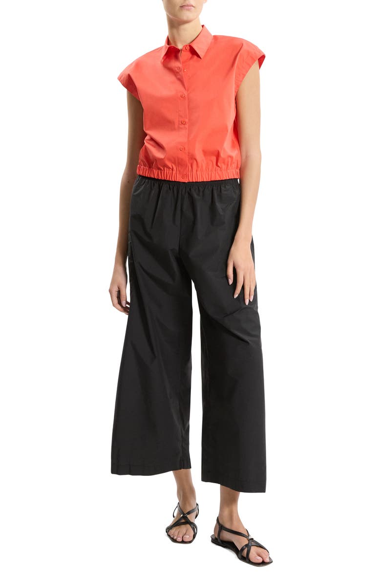 Theory Crop Cap Sleeve Shirt, Alternate, color, Poppy