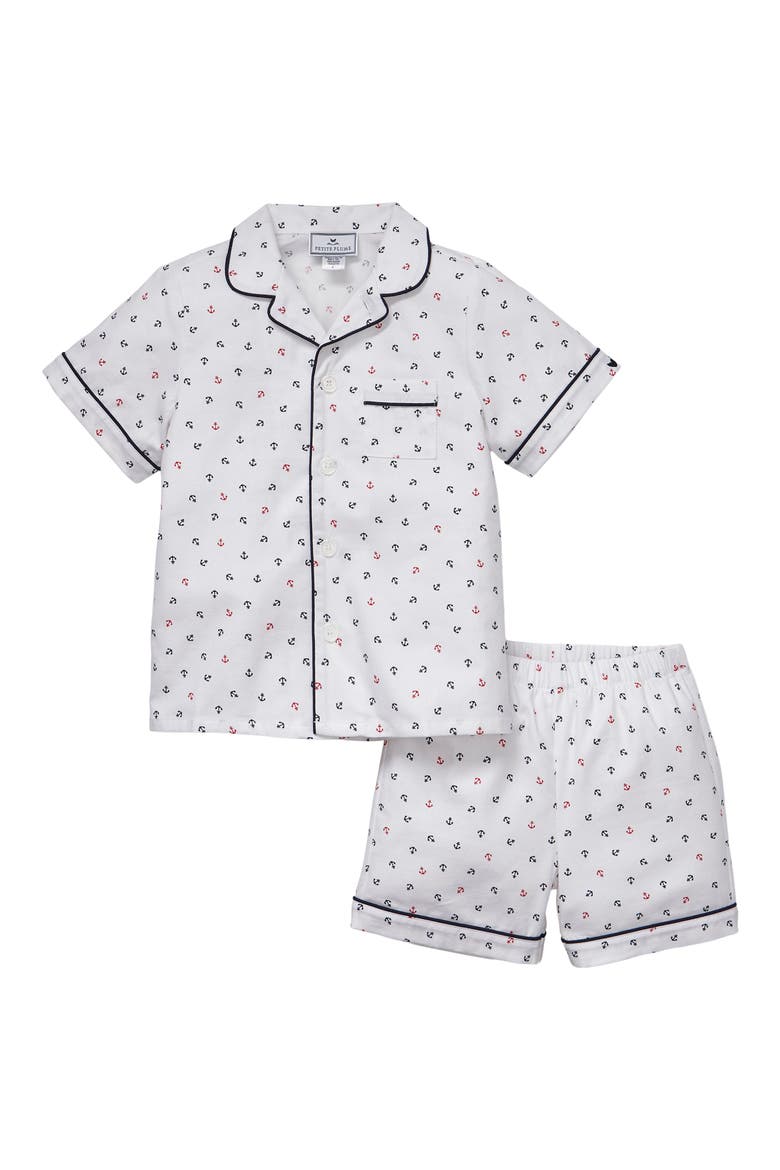 Kids' Anchors Print Short Pajamas, Main, color, WHITE