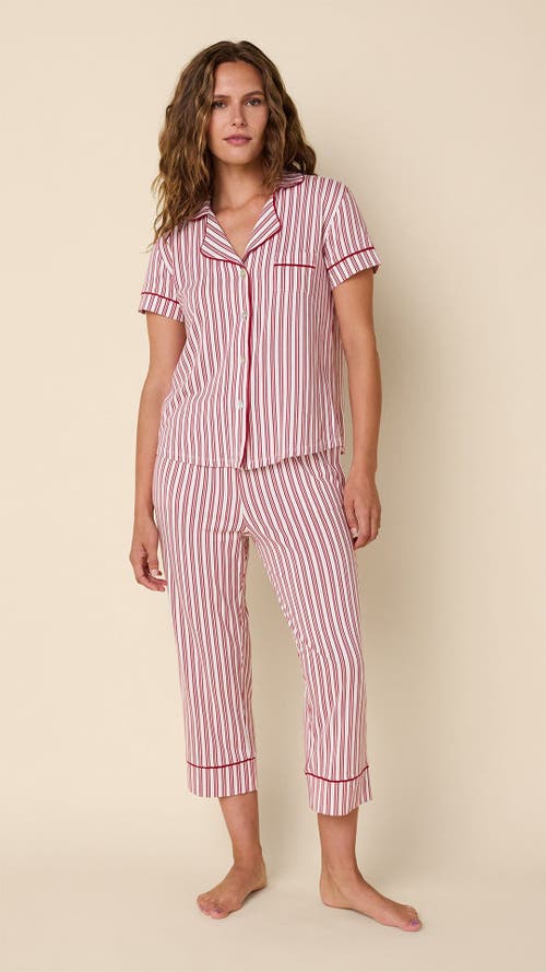 The Cat's Pajamas Pima Knit Cropped Pajama Set In Purple