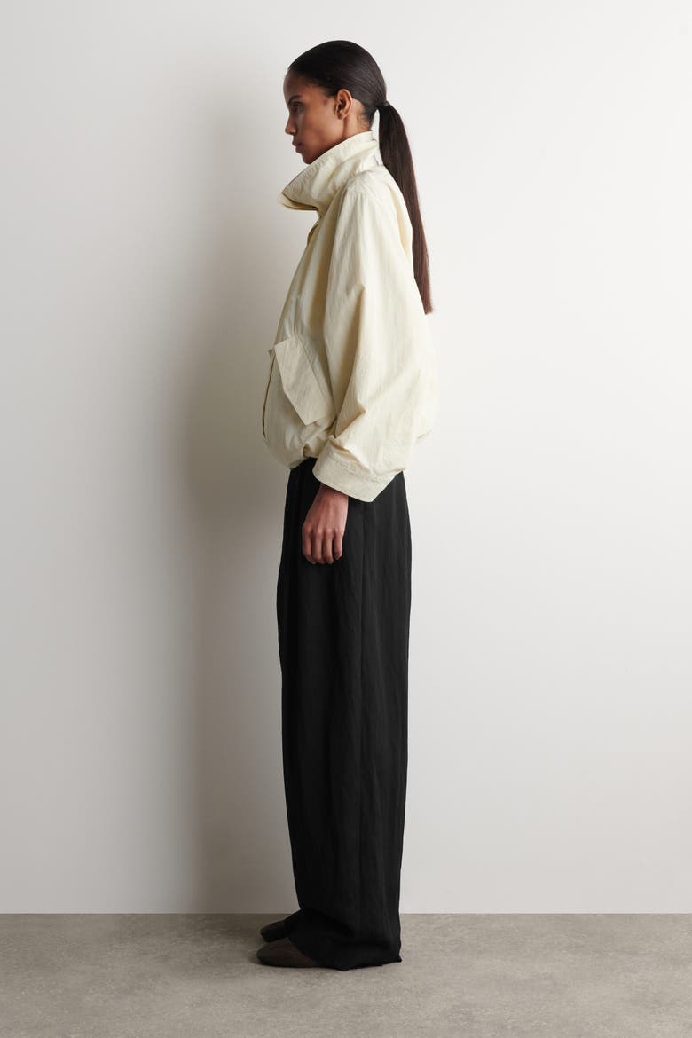 Nylon Mock-Neck Jacket, Alternate, color, CREAM