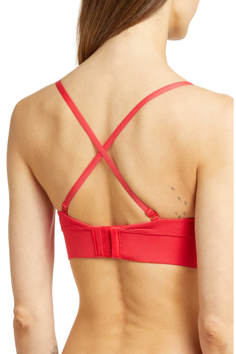 FeelFree Lace Trim Plunge Bralette, Alternate, color, LOLLIPOP RED