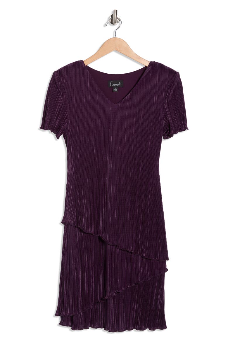 Plissé Tiered Dress, Alternate, color, AUBERGINE