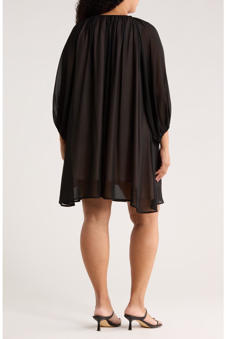 Sheer Overlay Blouson Minidress, Alternate, color, BLACK