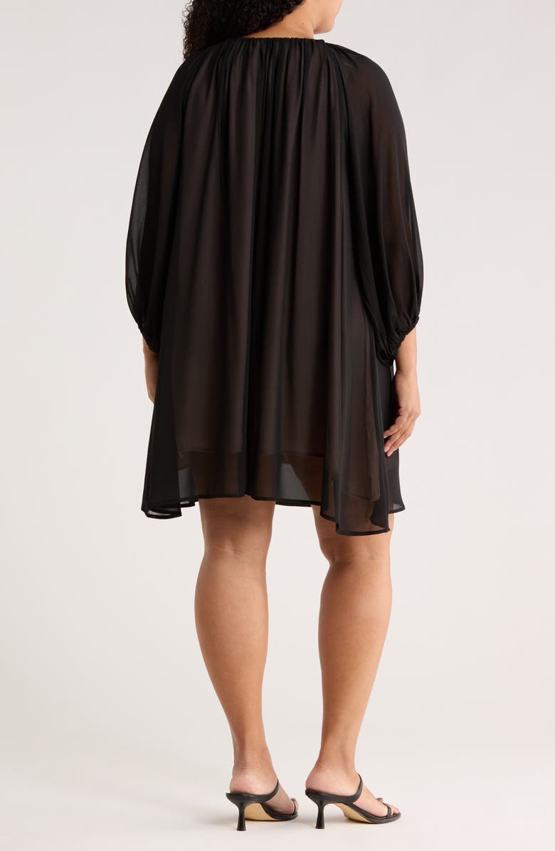 Renee C Sheer Overlay Blouson Minidress, Alternate, color, Black