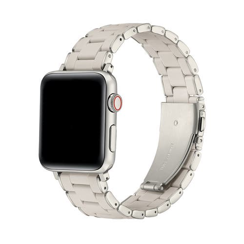 Posh Tech Orla Silicone + Stainless Steel Band For Apple Watch In Metallic