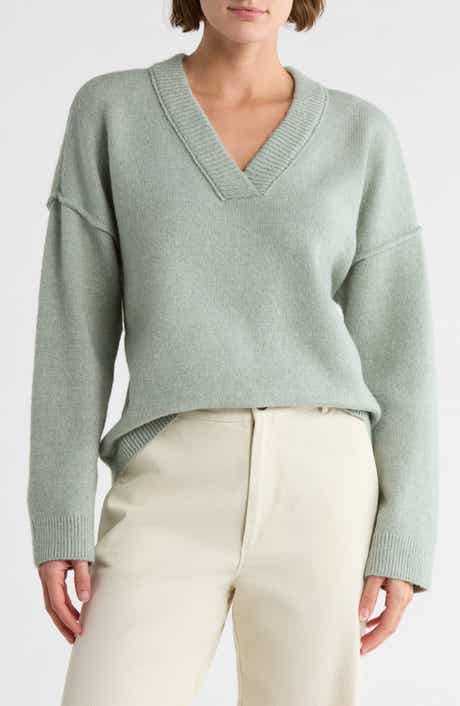 Melrose and Market Rib Trim V-Neck Sweater