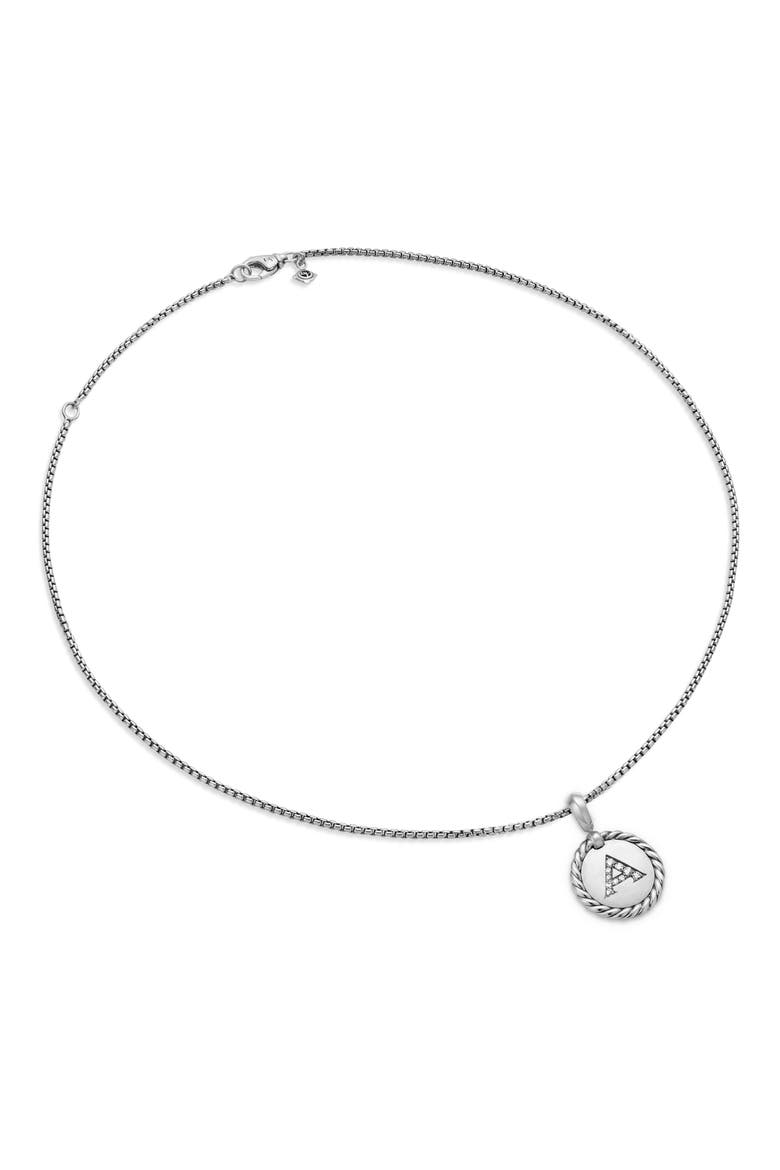 Initial Charm Necklace with Diamonds, Alternate, color, SILVER/ DIAMOND-A