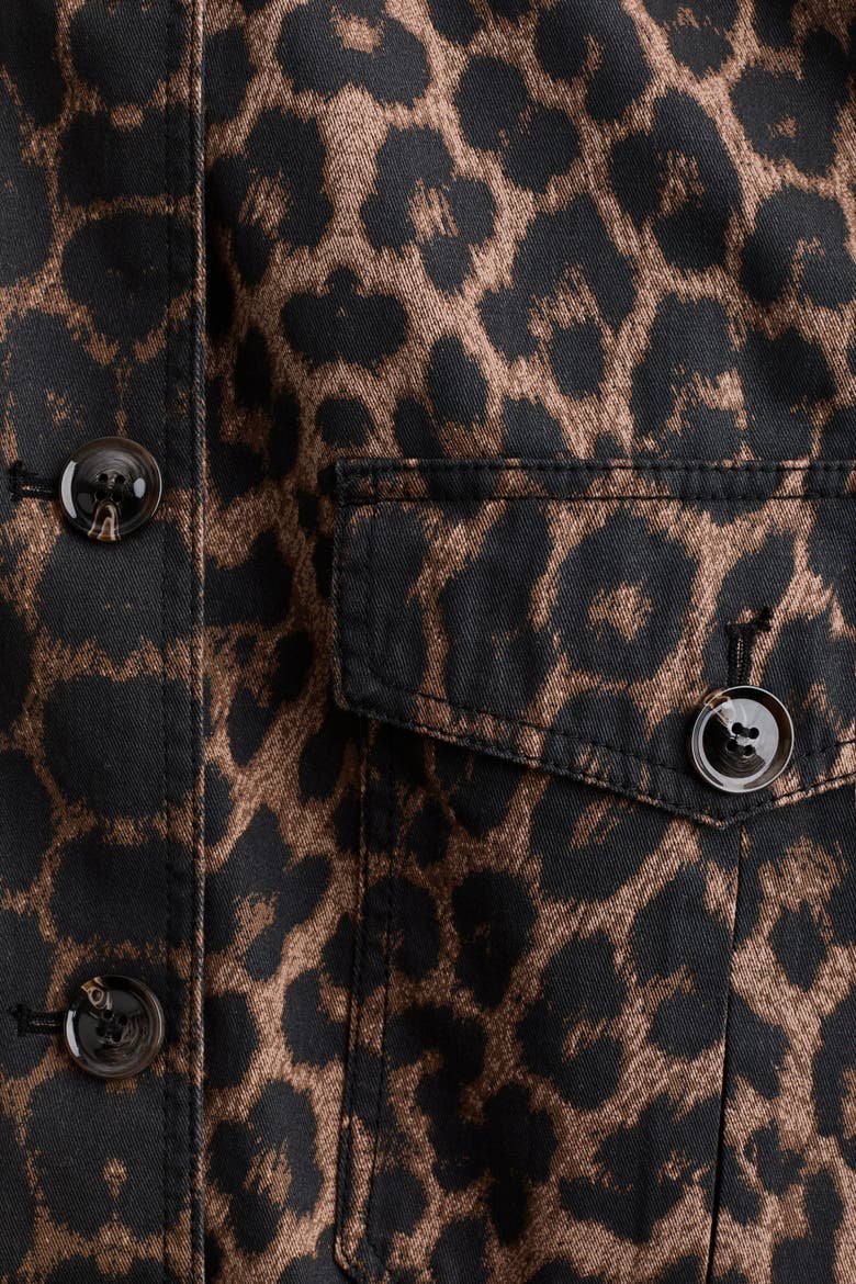 Twill Jacket, Alternate, color, Brown/leopard print