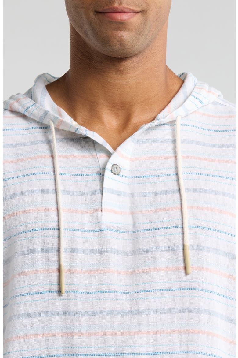 Castelo Baja Stripe Linen Blend Pullover Hoodie, Alternate, color, WHITE