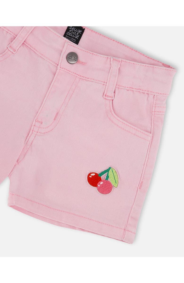 Deux par Deux Cherry Embroidery Denim Shorts, Alternate, color, Pink