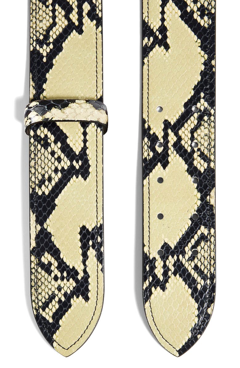 Khaite Theo Snakskin Embossed Leather Belt, Alternate, color, Natural