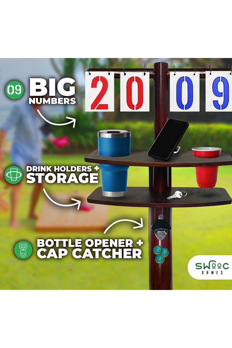 Cornhole Score Keeper & Other Yard Games, Alternate, color, Brown