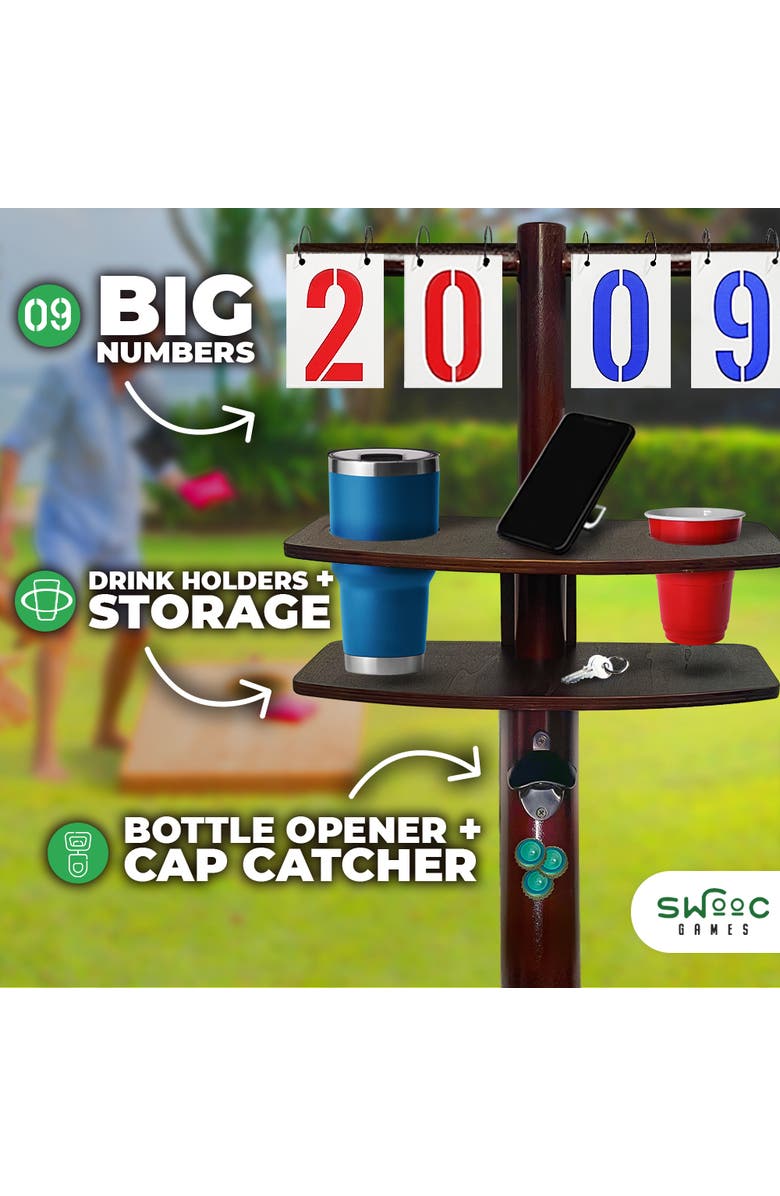 Swooc Games Cornhole Score Keeper & Other Yard Games, Alternate, color, Brown