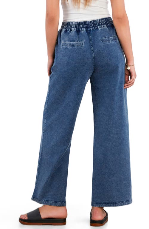 Hint Of Blu Pull-on Wide Leg Knit Jeans In Animal Print