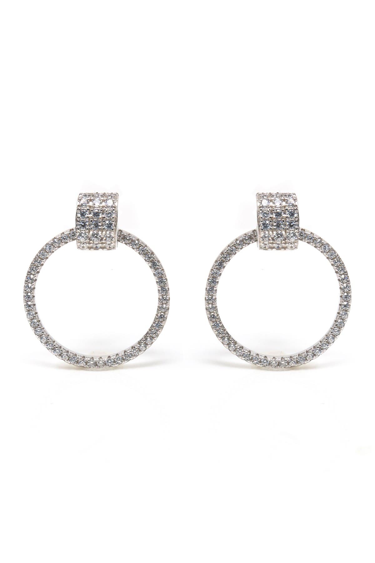 SUZY LEVIAN Hanging Dazzling Circle Front Facing Hoop Earrings