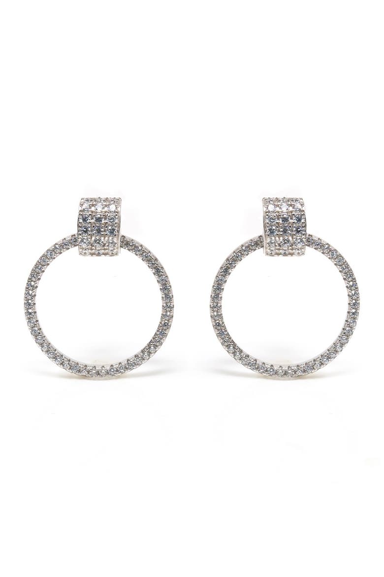 Hanging Dazzling Circle Front Facing Hoop Earrings, Main, color, WHITE