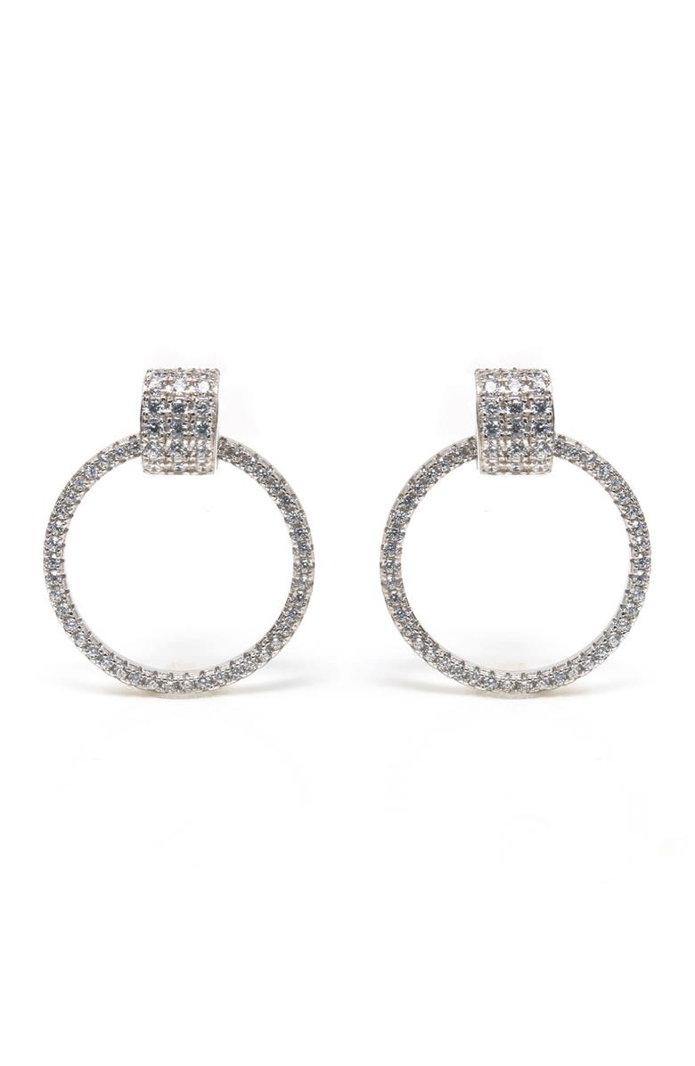 SUZY LEVIAN Hanging Dazzling Circle Front Facing Hoop Earrings, Main, color,