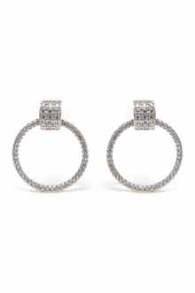 SUZY LEVIAN Hanging Dazzling Circle Front Facing Hoop Earrings