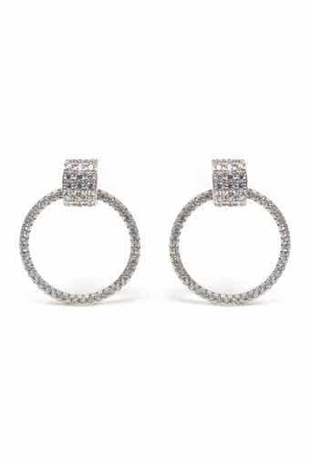 SUZY LEVIAN Hanging Dazzling Circle Front Facing Hoop Earrings