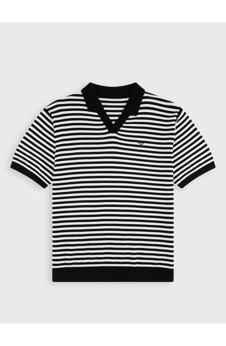 Walker & Hunt Milton Striped Polo Shirt, Alternate, color, Black & Cream