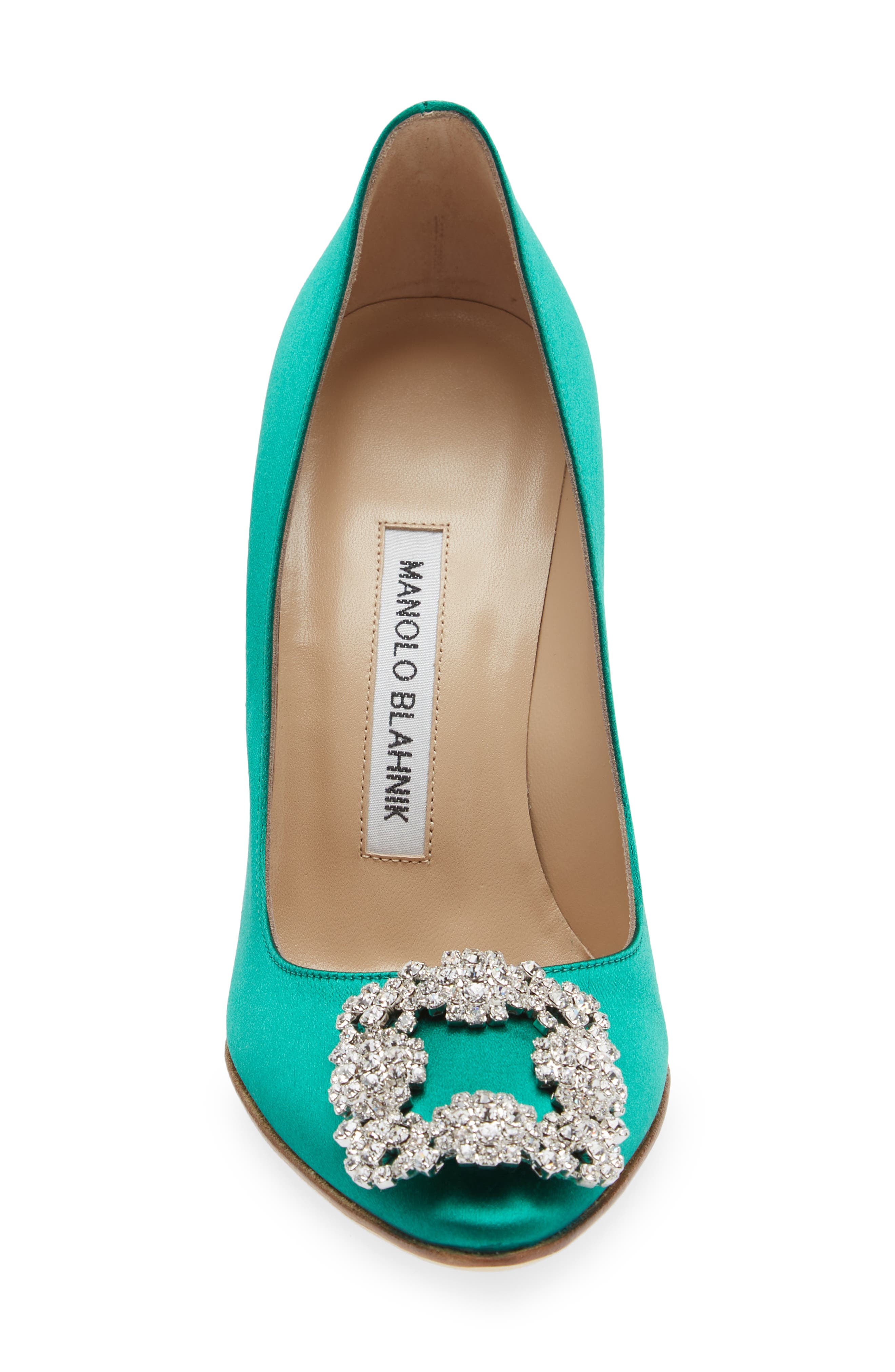 Manolo Blahnik Hangisi Crystal Buckle Pump, Alternate, color, 
