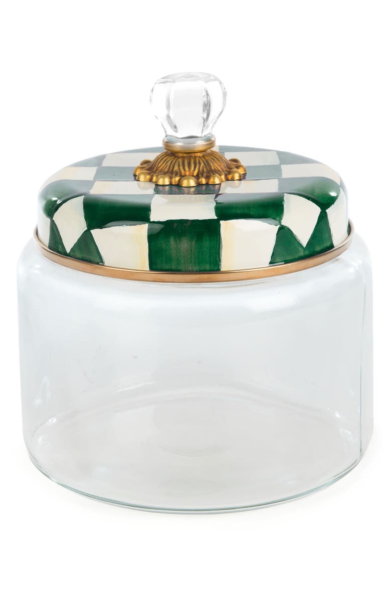 MACKENZIE CHILDS Emerald Check Medium Kitchen Canister, Main, color, Emerald