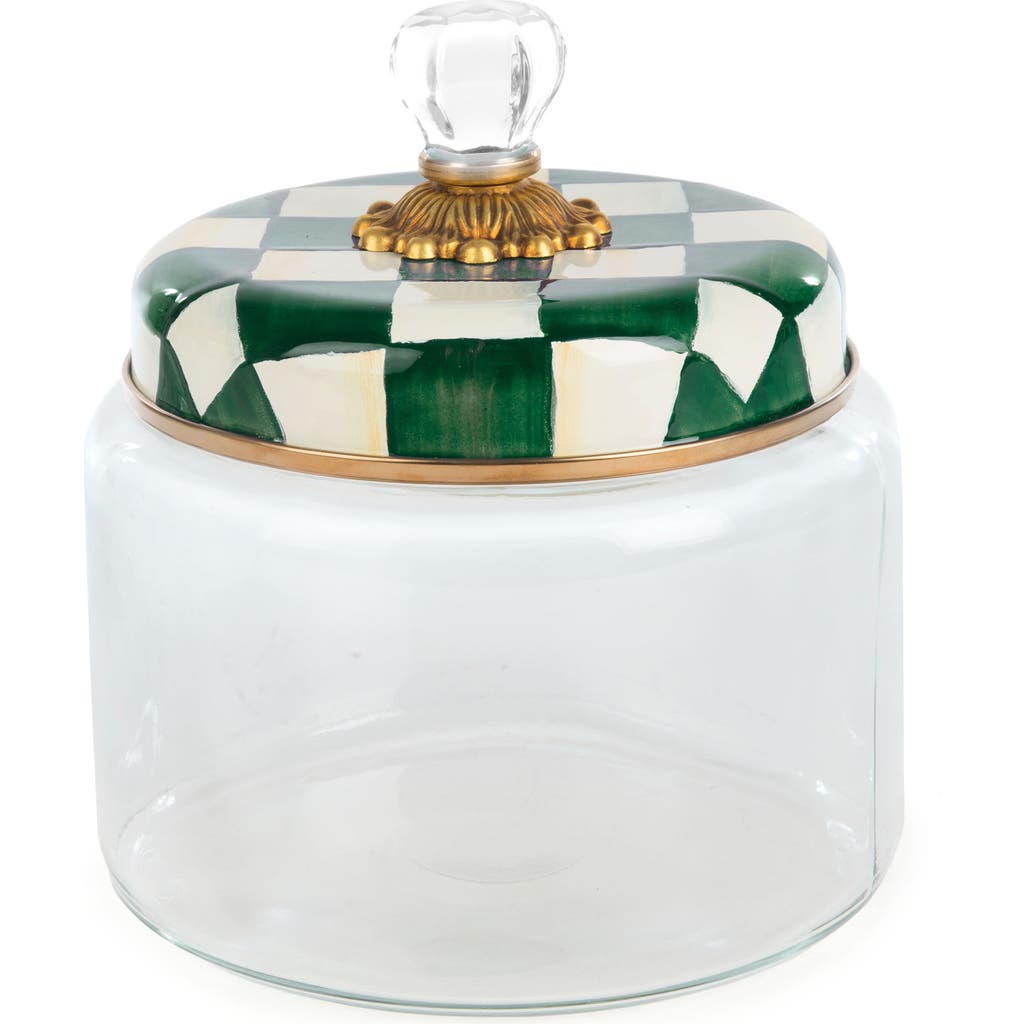 Mackenzie-childs Mackenzie Childs Emerald Check Medium Kitchen Canister In Green