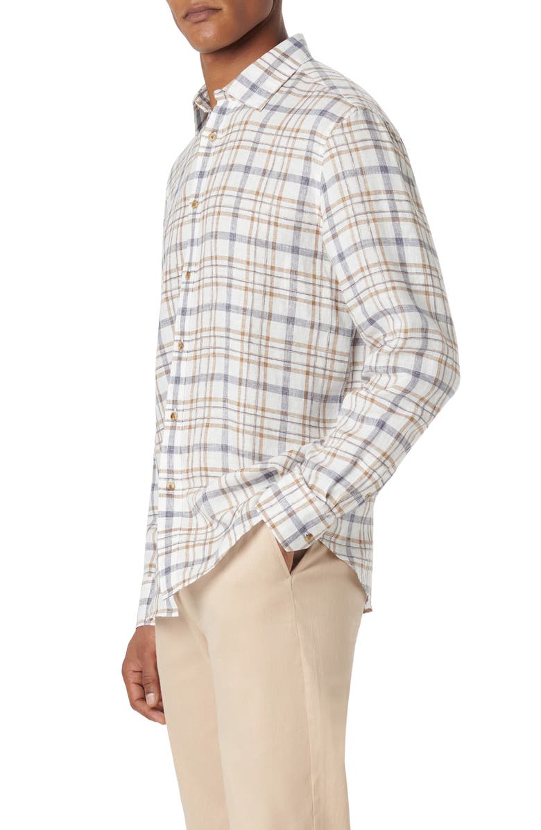 Julian Shaped Fit Plaid Linen Button-Up Shirt