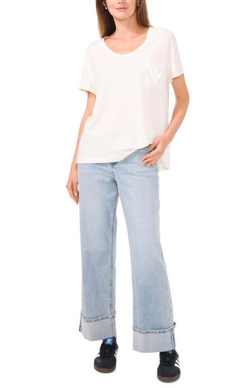 Shop 1.state Linen Blend Slub Pocket T-shirt In New Ivory