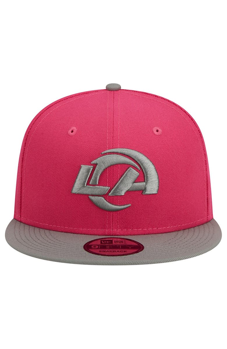 New Era Men's New Era Pink/Gray Los Angeles Rams 2-Tone Color Pack 9FIFTY Snapback Hat, Alternate, color, 