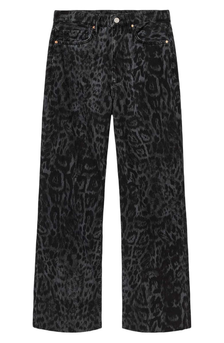AllSaints Blake Leopard Print Wide Leg Jeans, Alternate, color, Leppo Black