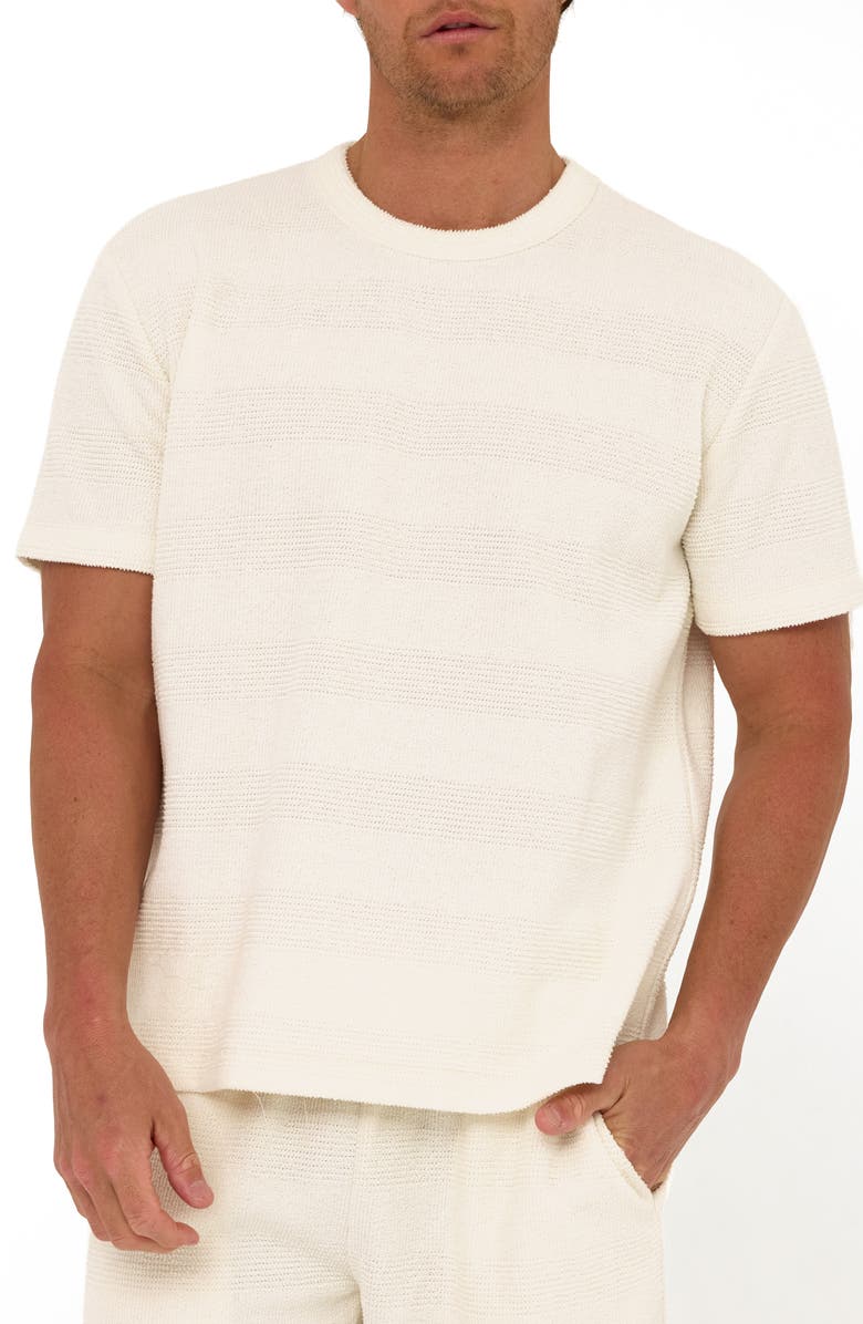 Threads 4 Thought Maxwell Stripe Jacquard Terry Cloth T-Shirt, Main, color, White