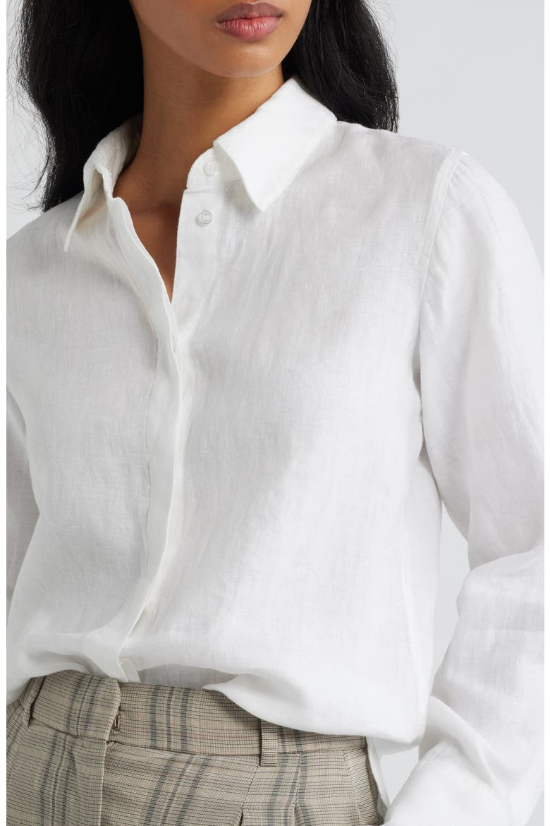 Samara Linen Button-Up Shirt, Alternate, color, WHITE