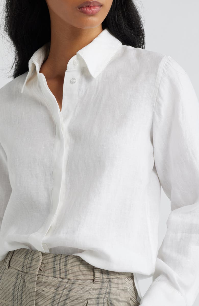 MANGO Samara Linen Button-Up Shirt, Alternate, color, White