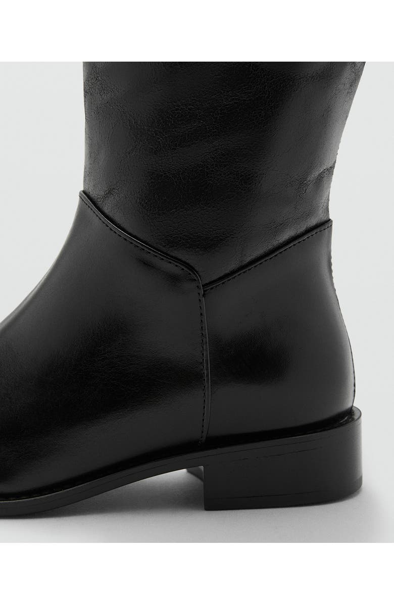 MANGO Leather Knee High Boot, Alternate, color, Black