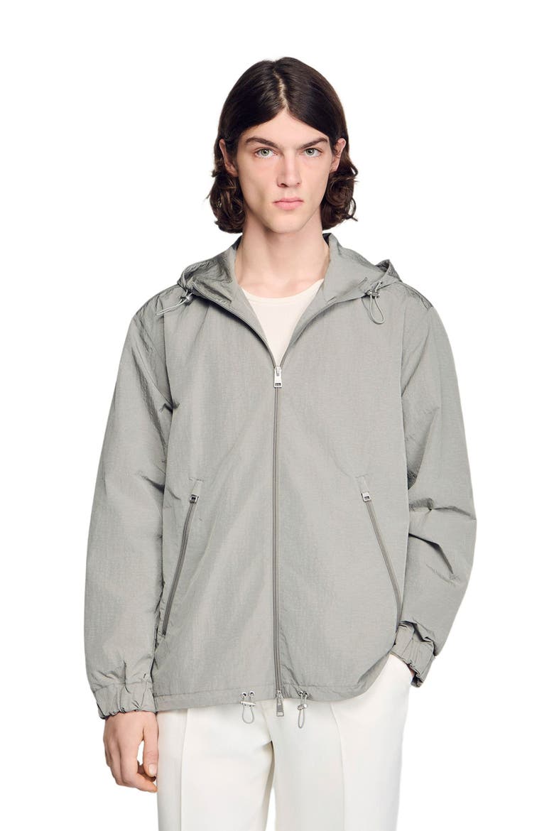 Technical hooded zip-up jacket, Alternate, color, Aluminum