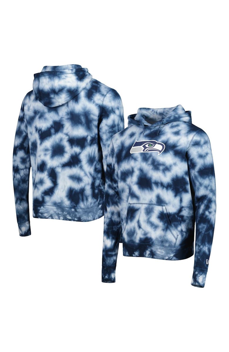 New Era Men's New Era College Navy Seattle Seahawks Team Tie-Dye Pullover Hoodie, Main, color, Navy