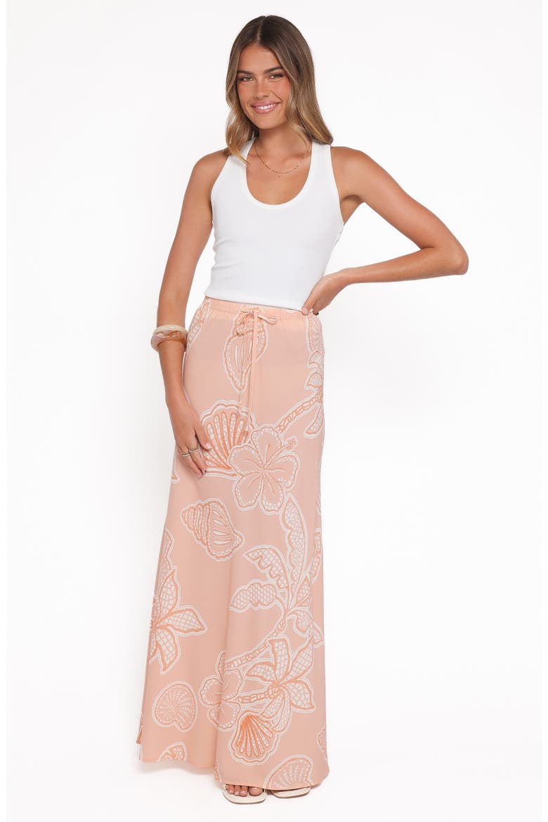 Marissa Drawstring Maxi Skirt, Alternate, color, PEACH FLORAL