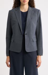Theory Slim Fit Stretch Wool One Button Blazer
