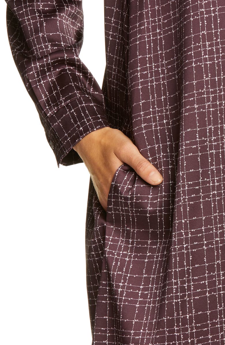 Eileen Fisher Band Collar Stretch Silk Dress, Alternate, color,