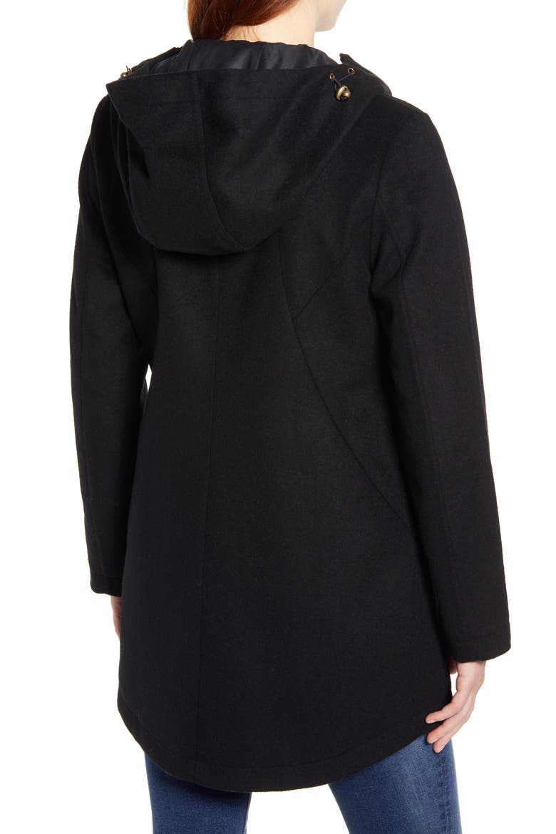 Finlay Waterproof Hooded Wool Blend Coat, Alternate, color, BLACK