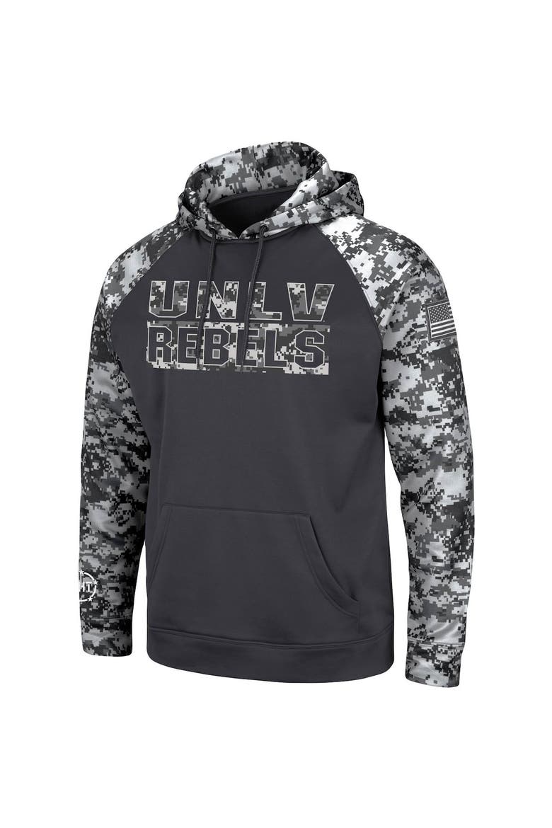 Men's Colosseum Charcoal UNLV Rebels OHT Military Appreciation Digital Camo Pullover Hoodie, Alternate, color, Charcoal
