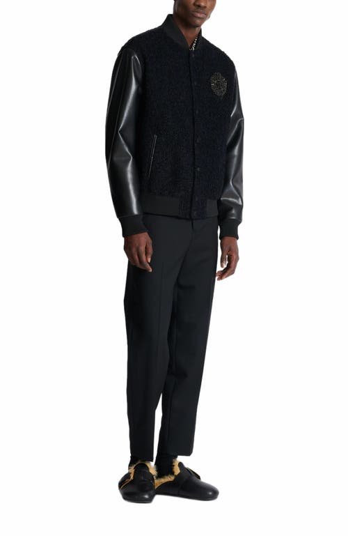 Balmain Varsity Tweed And Faux Leather Jacket