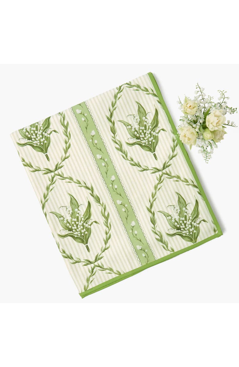 Mrs. Alice Lily of the Valley Garland Tablecloth, Main, color, Green