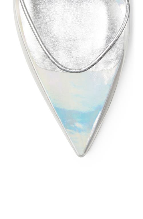 Stuart Weitzman Xcurve Iridescent Halter Slingback Pumps In Silver/clear