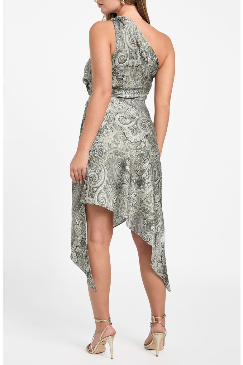 Treasure Paisley One-Shoulder Asymmetric Hem Dress, Alternate, color, PAISLEY TAUPE COMBO