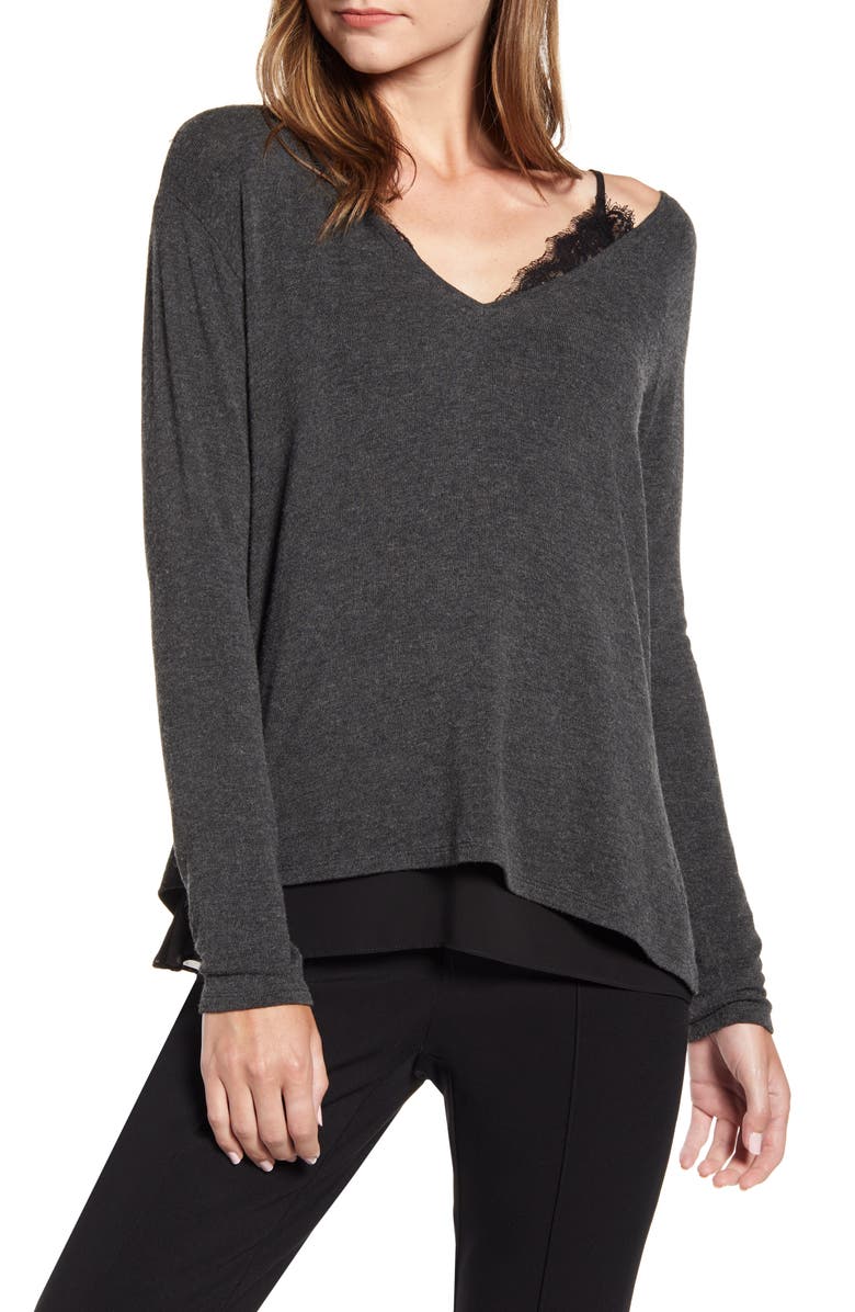 Bailey 44 Hannah Off the Shoulder V-Neck Sweater, Main, color,